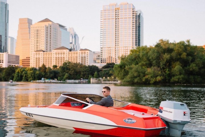 a small boat in a body of water